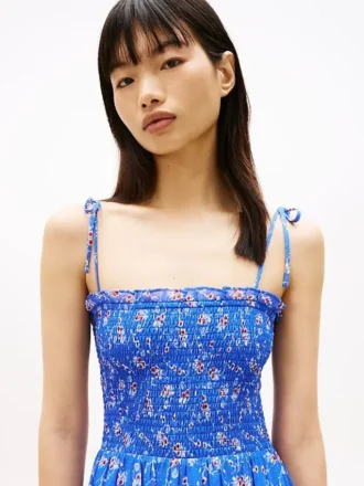 Vestido largo de gasa con volantes de Tommy Jeans