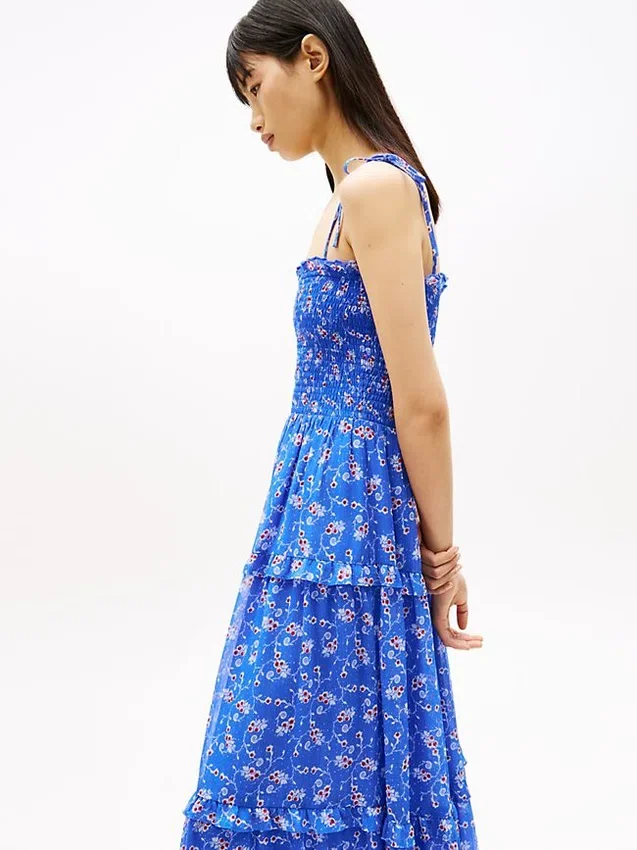 Vestido largo de gasa con volantes de Tommy Jeans Vestido largo de gasa con volantes de Tommy Jeans