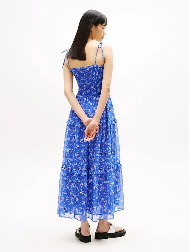 Vestido largo de gasa con volantes de Tommy Jeans Vestido largo de gasa con volantes de Tommy Jeans