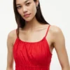Vestido midi de popelín fruncido