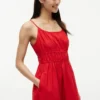 Vestido midi de popelín fruncido