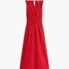 Vestido midi de popelín fruncido