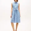 Vestido midi de seersucker a cuadros vichy con cinturón