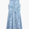 Vestido midi de seersucker a cuadros vichy con cinturón