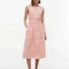 Vestido midi de seersucker a cuadros vichy fruncido