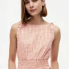 Vestido midi de seersucker a cuadros vichy fruncido