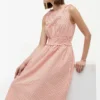 Vestido midi de seersucker a cuadros vichy fruncido