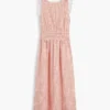 Vestido midi de seersucker a cuadros vichy fruncido