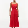Vestido midi de seersucker con volantes