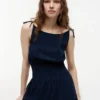 Vestido midi de seersucker con volantes
