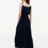 Vestido midi de seersucker con volantes