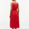 Vestido midi de seersucker con volantes