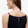 Vestido midi fruncido de mezcla de lino
