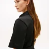 Vestido midi plisado de mezcla de tejidos