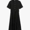 Vestido midi plisado de mezcla de tejidos