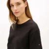 Vestido midi tipo camiseta de algodón slub con lazo delantero