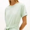 Vestido midi tipo camiseta de algodón slub con lazo delantero