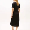 Vestido midi tipo camiseta de algodón slub con lazo delantero