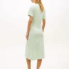Vestido midi tipo camiseta de algodón slub con lazo delantero