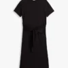 Vestido midi tipo camiseta de algodón slub con lazo delantero