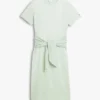 Vestido midi tipo camiseta de algodón slub con lazo delantero