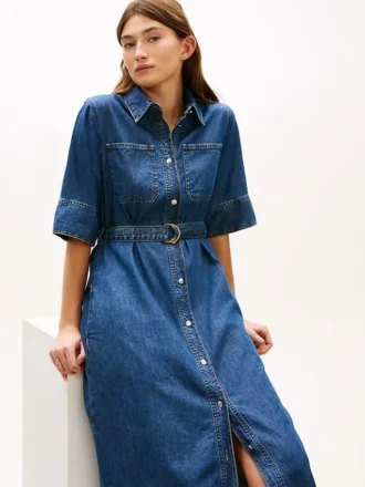 Vestido midi vaquero con cinturón