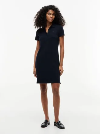 Vestido polo de algodón elástico de corte clásico