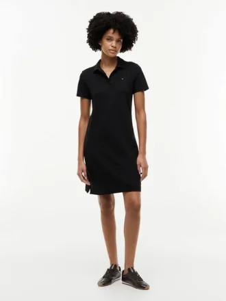 Vestido polo de algodón elástico de corte clásico