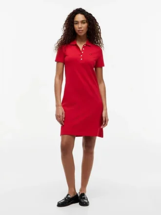 Vestido polo de algodón elástico de corte clásico