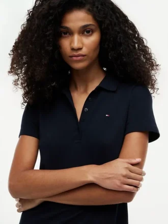 Vestido polo de algodón elástico de corte clásico