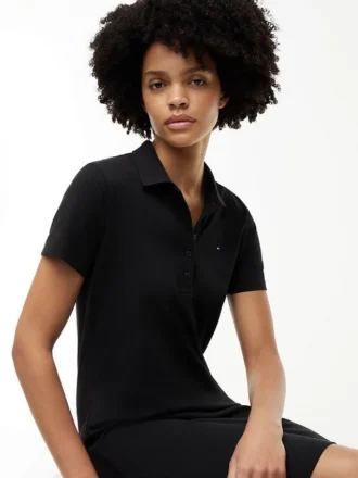 Vestido polo de algodón elástico de corte clásico