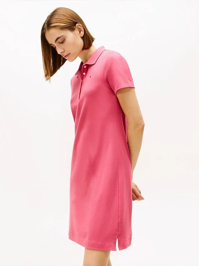 Vestido polo de algodón elástico de corte clásico Vestido polo de algodón elástico de corte clásico