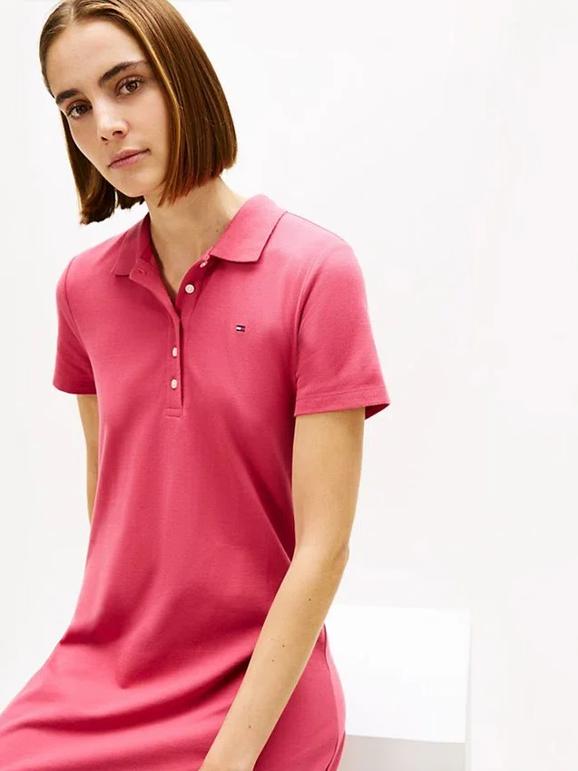 Vestido polo de algodón elástico de corte clásico Vestido polo de algodón elástico de corte clásico