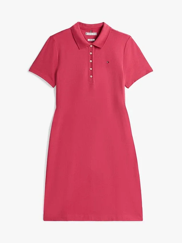 Vestido polo de algodón elástico de corte clásico Vestido polo de algodón elástico de corte clásico