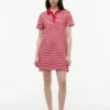 Vestido polo de interlock a rayas con botones dorados