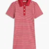 Vestido polo de interlock a rayas con botones dorados