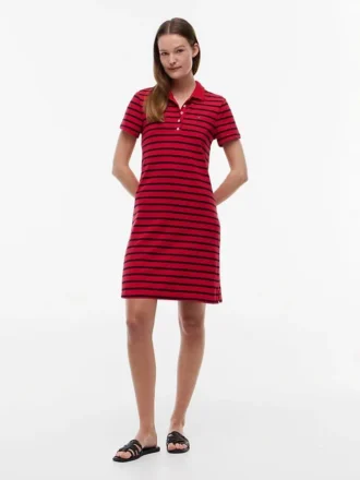 Vestido polo de piqué elástico a rayas