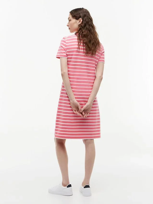 Vestido polo de piqué elástico a rayas Vestido polo de piqué elástico a rayas