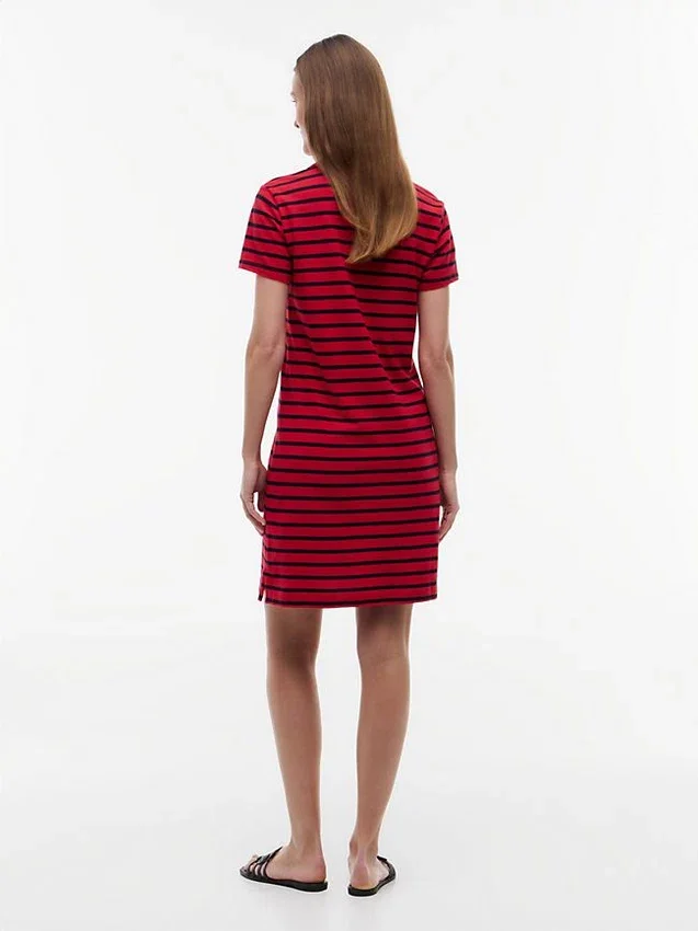 Vestido polo de piqué elástico a rayas Vestido polo de piqué elástico a rayas