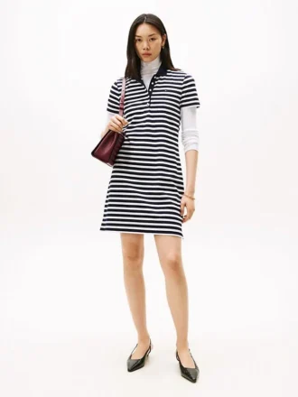 Vestido polo de rayas de corte entallado