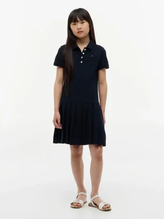 Vestido polo elástico plisado para niñas