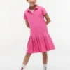Vestido polo elástico plisado para niñas