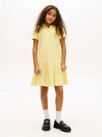 Vestido polo elástico plisado para niñas