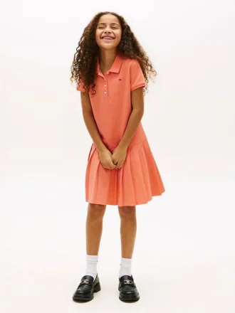 Vestido polo elástico plisado para niñas