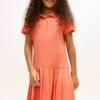 Vestido polo elástico plisado para niñas