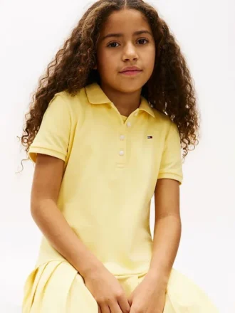 Vestido polo elástico plisado para niñas