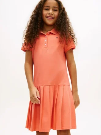 Vestido polo elástico plisado para niñas