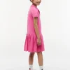 Vestido polo elástico plisado para niñas