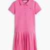 Vestido polo elástico plisado para niñas