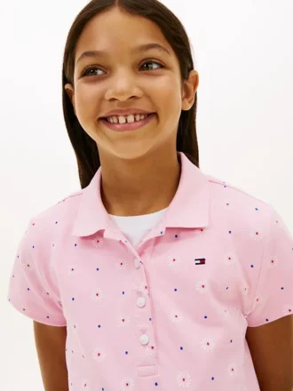 Vestido polo infantil con estampado floral integral
